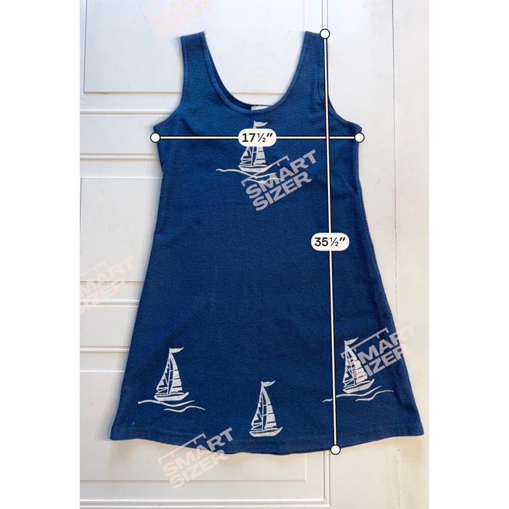 Easy Apparel Vintage Women’s Sz Small Blue Sailboat Cotton Blend Tank Sun Dress - Picture 4 of 7